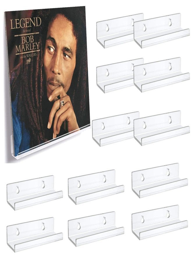 Restynic 12-Pack 4-Inch Clear Vinyl Record Shelf, Space-Saving & Easy Install, Floating Acrylic Display Racks, Perfect for Vinyl Albums, CDs, Books & Pictures - Image 1
